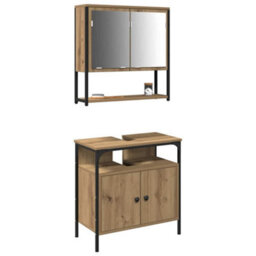 Walplus Bathroom Furniture Set With Storage 2 Pcs Brown 60 X 30 X 60 Cm - thumbnail 3