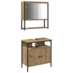 Walplus Bathroom Furniture Set With Storage 2 Pcs Brown 60 X 30 X 60 Cm - thumbnail 2