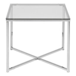 Furniture To Go Cross Square Metal Side Table With Glass Top - thumbnail 2