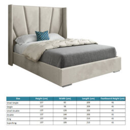 Bellini Wide Curved Winged Upholstered Soft Velvet Cream Bed Frame - thumbnail 4