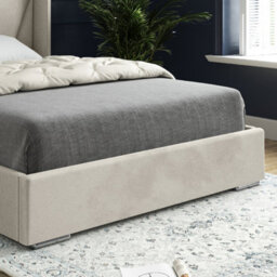 Bellini Wide Curved Winged Upholstered Soft Velvet Cream Bed Frame - thumbnail 3