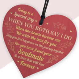 Red Ocean Wedding Day Gift For Couple Wooden Heart Husband Wife Gift For Couple Keepsake - thumbnail 2