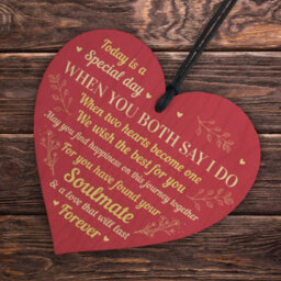 Red Ocean Wedding Day Gift For Couple Wooden Heart Husband Wife Gift For Couple Keepsake - thumbnail 6