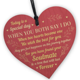 Red Ocean Wedding Day Gift For Couple Wooden Heart Husband Wife Gift For Couple Keepsake