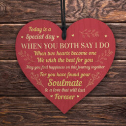 Red Ocean Wedding Day Gift For Couple Wooden Heart Husband Wife Gift For Couple Keepsake - thumbnail 5