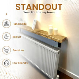 Radiator Shelf Wall Mounted Solid Wood, Narrow Radiator Cover 15Cm Deep Rustic Handmade In Uk (Dark Oak, 130Cm) By Mkgt - thumbnail 5