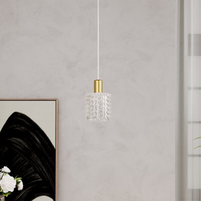 Living And Home Modern Iron Chandelier With Glass Shade, Brass Light Pendant Hanging Light For Kitchen Islands, E27 Base, Bulb Not Included - image 1