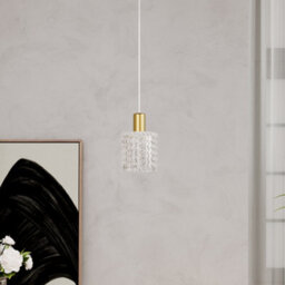 Living And Home Modern Iron Chandelier With Glass Shade, Brass Light Pendant Hanging Light For Kitchen Islands, E27 Base, Bulb Not Included - thumbnail 1