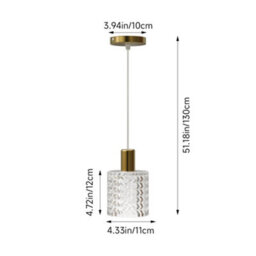 Living And Home Modern Iron Chandelier With Glass Shade, Brass Light Pendant Hanging Light For Kitchen Islands, E27 Base, Bulb Not Included - thumbnail 9