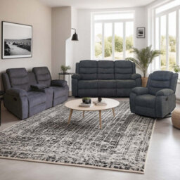 More4Homes Boston Manual Recliner Fabric 1+2+3 Seater Sofa Set (Grey) - thumbnail 1