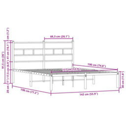 Berkfield Bed Frame Without Mattress With Headboard Brown Oak 137X190 Cm - thumbnail 9