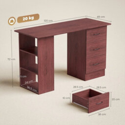 120Cm Pc Table Workstation Computer Desk W/ Drawers, 3 Shelves - thumbnail 2