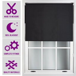 Furnished Made To Measure Blackout Roller Blinds - Black Roller Blind For Windows And Doors (W)90Cm (L)210Cm - thumbnail 1