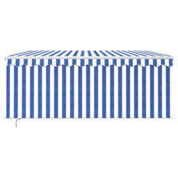 Berkfield Manual Retractable Awning With Blind&led 3X2.5M Blue&white - thumbnail 3