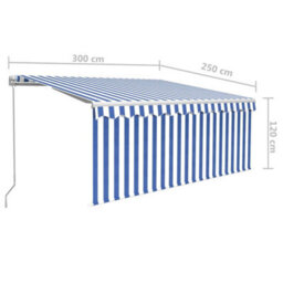 Berkfield Manual Retractable Awning With Blind&led 3X2.5M Blue&white - thumbnail 7