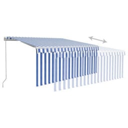 Berkfield Manual Retractable Awning With Blind&led 3X2.5M Blue&white - thumbnail 4