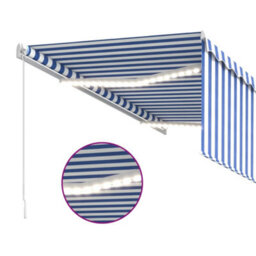 Berkfield Manual Retractable Awning With Blind&led 3X2.5M Blue&white - thumbnail 5