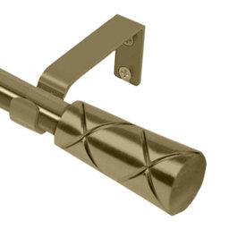 Moonlight Bedding Extendable Metal Curtain Pole With Cylinder Finials-Adjustable Plain Curtain Rod (Antique Brass, 63-118 Inches)