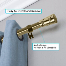 Moonlight Bedding Extendable Metal Curtain Pole With Cylinder Finials-Adjustable Plain Curtain Rod (Antique Brass, 63-118 Inches) - thumbnail 3