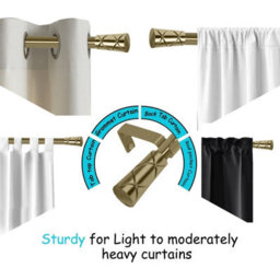 Moonlight Bedding Extendable Metal Curtain Pole With Cylinder Finials-Adjustable Plain Curtain Rod (Antique Brass, 63-118 Inches) - thumbnail 5
