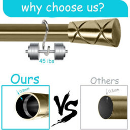 Moonlight Bedding Extendable Metal Curtain Pole With Cylinder Finials-Adjustable Plain Curtain Rod (Antique Brass, 63-118 Inches) - thumbnail 4