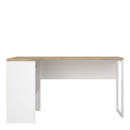 Wyld Haus Billabong L-Shaped Corner Desk White & Natural Oak 2 Drawers - thumbnail 3