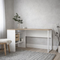 Wyld Haus Billabong L-Shaped Corner Desk White & Natural Oak 2 Drawers