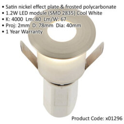 Recessed Decking Ip67 Guide Light - 1.2W Cool White Led - Satin Nickel Plate - thumbnail 2