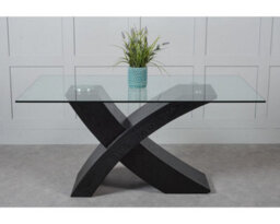 That's Furniture Valencia Black 160Cm Small Glass Dining Table - thumbnail 2