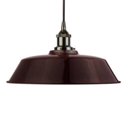 Burgundy Red Chancery Painted Dome Pendant Light With Black Nickel Lamp Holder And Black Round Cable - Se Home - thumbnail 1