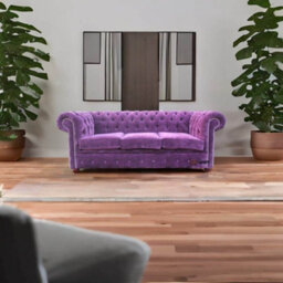 Chesterfield 3 Seater Sofa Velluto Amethyst Purple Fabric In Classic Style - thumbnail 5