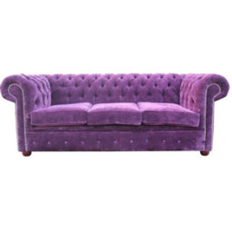 Chesterfield 3 Seater Sofa Velluto Amethyst Purple Fabric In Classic Style - thumbnail 2