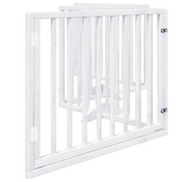 Walplus White Dog Gate With Door Foldable 4 Panels 320 Cm Poplar Wood - thumbnail 5