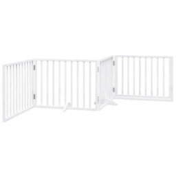 Walplus White Dog Gate With Door Foldable 4 Panels 320 Cm Poplar Wood - thumbnail 6