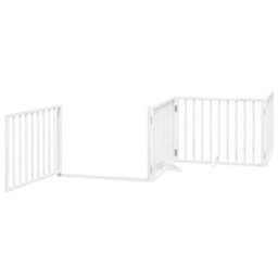 Walplus White Dog Gate With Door Foldable 4 Panels 320 Cm Poplar Wood - thumbnail 4