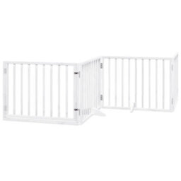Walplus White Dog Gate With Door Foldable 4 Panels 320 Cm Poplar Wood - thumbnail 2