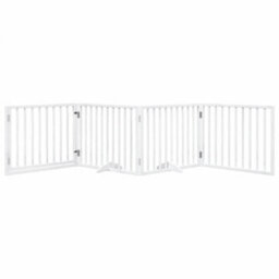 Walplus White Dog Gate With Door Foldable 4 Panels 320 Cm Poplar Wood - thumbnail 3