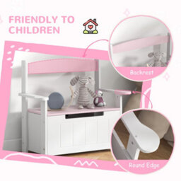 Aiyaplay 2 In 1 Toy Box For Kids With Safety Lid For Bedroom, Nursery, Pink - thumbnail 5