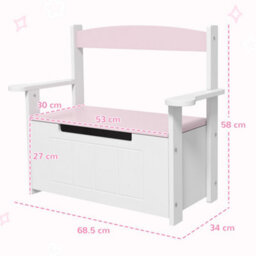 Aiyaplay 2 In 1 Toy Box For Kids With Safety Lid For Bedroom, Nursery, Pink - thumbnail 3