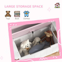 Aiyaplay 2 In 1 Toy Box For Kids With Safety Lid For Bedroom, Nursery, Pink - thumbnail 7