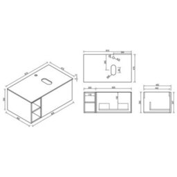 Astini Flauto 800mm Wall-Hung Vanity Unit With Side Storage & Right-Hand Countertop, Light Wood - thumbnail 2