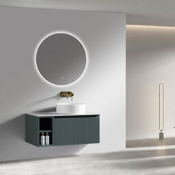 Astini Flauto 800mm Wall-Hung Vanity Unit With Side Storage & Right-Hand Countertop, Light Wood - thumbnail 8