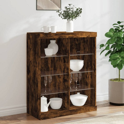 Berkfield Sideboard With Led Lights Smoked Oak 81X37X100 Cm - image 1