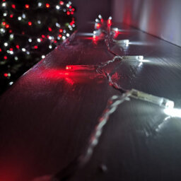 Samuel Alexander 200 Led 16M Christmas Outdoor Function Lights Timer Clear Cable In Red & White