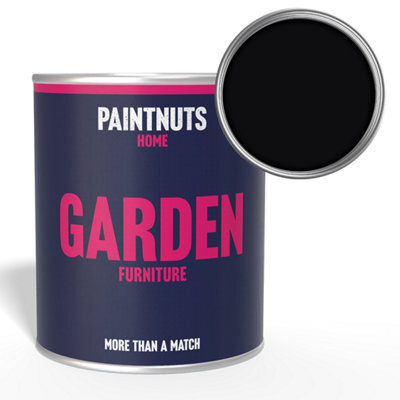Paintnuts Garden Furniture Fence Shed Table Chairs For Wood Metal & Plastic Weatherproof Satin Paint - Jet Black - 500Ml (Ral9005) - image 1