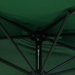 Outsunny 3(M) Half Round Parasol Garden Sun Umbrella Metal W/ Crank Green - thumbnail 9