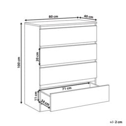 Wyld And Coco Nordic White 4 Drawer Chest 100 X 80 Cm - Scandinavian Design - thumbnail 4