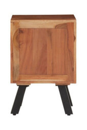 Orsina Three Drawer Acacia Side Table, Natural Solid Acacia Wood With Industrial Black Iron Legs, End Table - thumbnail 6