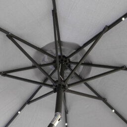 Sundaze 2.7M Grey Garden  Parasol Umbrella With Solar Led Lights And Crank Tilt Function Outdoor Patio - thumbnail 5