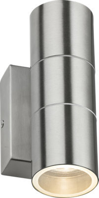 Luminosa Lighting Luminosa Gu10 Up And Down Wall Light With Photocell Sensor - Brushed Chrome 230V Ip54 2X20W - image 1